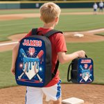 Personalized Ice Cream Dripping Baseball Backpack Lunch Bag Pencil Case Set with Name and Number Back to School Birthday Gift for Boys Girls