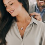 Personalised Heart-Shaped Gem Necklace with Birthstone and Text Dainty Jewellery Birthday Anniversary Gift for Women