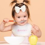 Babero bordado con nombre personalizado 100% algodón con 2 cintas para la cabeza Regalo de cumpleaños Baby Shower para recién nacido