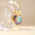 Personalised Heart-Shaped Gem Necklace with Birthstone and Text Dainty Jewellery Birthday Anniversary Gift for Women