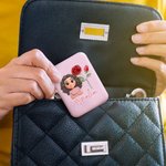 Personalized Birth Flower Cartoon Character Double-Sided Makeup Mirror with LED Light Birthday Bridesmaid Gift for Women Girls