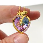 Personalised Heart-Shaped Gem Necklace with Birthstone and Text Dainty Jewellery Birthday Anniversary Gift for Women