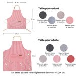Tablier de Cuisine Multicolore à Rayures Personnalisé avec Nom Accessoire de Cuisine avec Poche Frontale Cadeau Anniversaire pour Cuisiner en Famille
