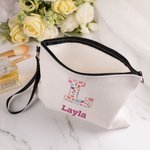 Henkilökohtainen raita Sydän Kukka Alkuperäinen nimi Kannettava Makeup laukku rannehihna Päivittäinen matka varastointi vuosipäivä syntymäpäivä lahja naisille