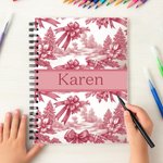 Taccuino a spirale A5 personalizzato in stile retrò Toile De Jouy con nome Uso quotidiano Ritorno a scuola Compleanno Regalo di Natale per donne Ragazze