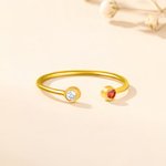 Gepersonaliseerde minimalistische 2 geboortestenen stapelring sierlijke sieraden verjaardagscadeau voor vrouwen