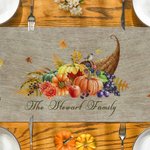 Personalized Pumpkin Cornucopia Autumn Elements Table Runner with Text Home Decor Housewarming Halloween Gift for Family Friend