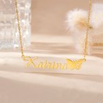 Personalised Name Necklace with Birth Butterfly Dainty Jewellery Birthday Anniversary Gift for Women
