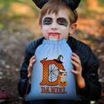 Personalised Cartoon Witch Character Pumpkin Portable Drawstring Backpack Bag with Name and Initial Daily Use Birthday Halloween Party Gift for Kids