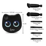 Set de 6 Pinceaux de Maquillage Personnalisé avec Motif et Nom sur la Boîte avec Miroir Style de Chat Mignon Cadeau Mariage Anniversaire pour Femme