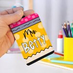 Henkilökohtainen kynä Muistikirja Daisy PU Nahka ID Badge haltija tekstillä Takaisin kouluun Opettajan päivä arvostus lahja opettajalle