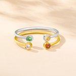Gepersonaliseerde minimalistische 2 geboortestenen stapelring sierlijke sieraden verjaardagscadeau voor vrouwen