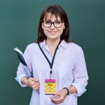 Henkilökohtainen kynä Muistikirja Daisy PU Nahka ID Badge haltija tekstillä Takaisin kouluun Opettajan päivä arvostus lahja opettajalle