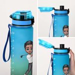Bouteille d'eau de sport personnalisée avec nom et marqueur de temps Cadeau pour les amateurs de golf et de gym