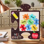 Personalized Pencil Apple Puzzle Piece Shaker Fridge Magnet Birthday Appreciation Back to School Gift for Teachers