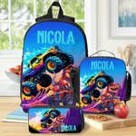 Zaino borsa termica e astuccio personalizzati con nome a tema cartone animato dinosauro e unicorno set per il ritorno a scuola regalo per bambini