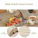 Personalized Pumpkin Cornucopia Autumn Elements Table Runner with Text Home Decor Housewarming Halloween Gift for Family Friend