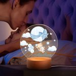 Luce notturna LED personalizzata con nome base in legno decorazione cameretta regalo di compleanno e babyshower per bambini