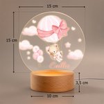 Luce notturna LED personalizzata con nome base in legno decorazione cameretta regalo di compleanno e babyshower per bambini