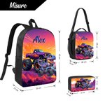 Zaino borsa termica e astuccio personalizzati con nome a tema cartone animato dinosauro e unicorno set per il ritorno a scuola regalo per bambini