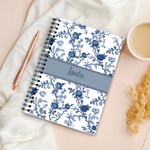 Taccuino a spirale A5 personalizzato in stile retrò Toile De Jouy con nome Uso quotidiano Ritorno a scuola Compleanno Regalo di Natale per donne Ragazze