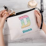 Henkilökohtainen raita Sydän Kukka Alkuperäinen nimi Kannettava Makeup laukku rannehihna Päivittäinen matka varastointi vuosipäivä syntymäpäivä lahja naisille