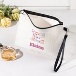 Henkilökohtainen raita Sydän Kukka Alkuperäinen nimi Kannettava Makeup laukku rannehihna Päivittäinen matka varastointi vuosipäivä syntymäpäivä lahja naisille