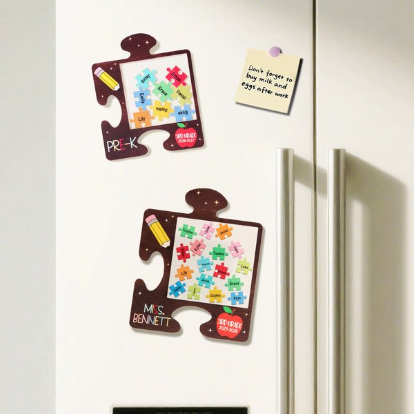 Magnete personalizzato per il frigorifero con puzzle di mele a forma di matita Compleanno Apprezzamento Regalo di ritorno a scuola per gli insegnanti
