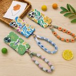 Funda de teléfono de doble capa con nombre y estampado floral abstracto personalizado para iPhone o Samsung con correa para la muñeca y para el hombro Regalo de cumpleaños para mujer