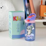 Borraccia da 475 ml personalizzata con cannuccia in silicone e manico tema animale regalo di compleanno e ritorno a scuola per bambini