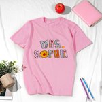 Personlig Apple Scissors 100% bomull mjuk Crewneck lärare T-shirt med text Tillbaka till skolan uppskattning gåva för kvinnor lärare