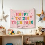 Personalized Happy to See Your Face Flower Rainbow Tapestry with Text Classroom Decor Back to School Gift for Teachers