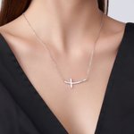 Personalized Sideways Curved Cross Necklace with Name Dainty Jewelry Birthday Anniversary Communion Gift for Women