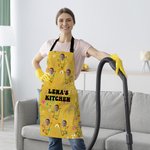 Personalised 1-12 Funny Face Photo Adjustable Apron with Name and Pockets Birthday Mother's Day Gift for Mom Grandma