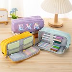 Astuccio a tre scomparti personalizzato con nome a tema dinosauro o unicorno regalo per ritorno a scuola e compleanno per bambini