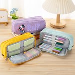 Personalized Cute Cartoon Animal Three-Layer Pencil Case Pouch with Name School Supply Back to School Birthday Gift for Boys Girls