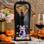 Personalized Cute Cartoon Bow Ghost PU Leather Protective Wine Bag with Name Halloween Party Gift for Wine Lovers
