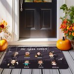 Personalized Halloween Theme 1-10 Face Photos Doormat with Name and Text Home Decor Happy Halloween Gift for Family Friend
