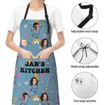 Personalised 1-12 Funny Face Photo Adjustable Apron with Name and Pockets Birthday Mother's Day Gift for Mom Grandma