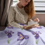 Personalized Birth Flower Soft Throw Blanket with Name Home Decor Birthday Anniversary Gift for Women