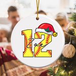 Personalized Basketball Football Acrylic Ceramic Glass Hanging Ornament with Name and Number Tree Decoration Christmas Gift for Ball Sports Lovers