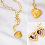 Personalizado Coquette Bow Knot Collar en forma de corazón Dainty Joyería con 1-2 Fotos Cumpleaños Aniversario Regalo para Mujeres