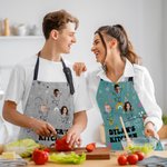 Personalised 1-12 Funny Face Photo Adjustable Apron with Name and Pockets Birthday Mother's Day Gift for Mom Grandma