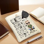 Personalized Retro Date Due Card Cartoon Character Book Sleeve Cover with Name and Front Pocket Back to School Gift for Book Lovers Librarian