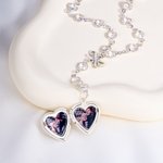 Personalizado Coquette Bow Knot Collar en forma de corazón Dainty Joyería con 1-2 Fotos Cumpleaños Aniversario Regalo para Mujeres