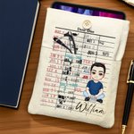 Personalized Retro Date Due Card Cartoon Character Book Sleeve Cover with Name and Front Pocket Back to School Gift for Book Lovers Librarian