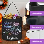 Truco o trato personalizado fluorescente calabaza fantasma murciélago reutilizable cubo de caramelos con el nombre de Halloween Fiesta de regalos para niños
