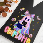 Personalized Cute Cartoon Bow Ghost PU Leather Protective Wine Bag with Name Halloween Party Gift for Wine Lovers