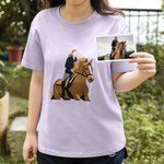 Personalized Embroidered Photo Design Multicolor T-shirt Sweatshirt Hoodie with Name Birthday Anniversary Gift for Horseback Riding Enthusiast