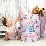 Personalized Excavator Fantasy Unicorn Dinosaur Storage Laundry Basket with Name Nursery Decoration Children's Day Birthday Gift for Boys Girls